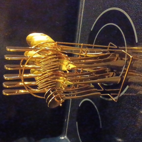 Flatware with holder gold finish over stainless steel elegant Cutlery se… - Picture 3 of 5